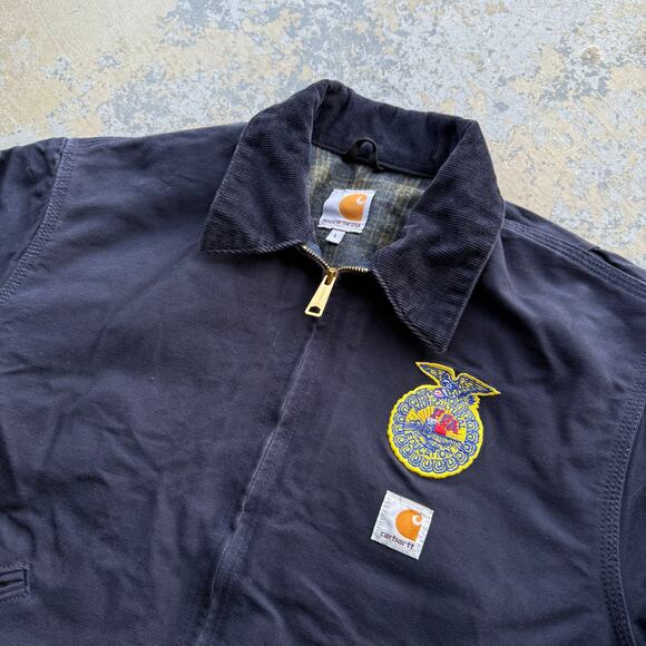 Vintage Carhartt Navy Blue FFA Detroit Jacket L - Picture 3 of 8